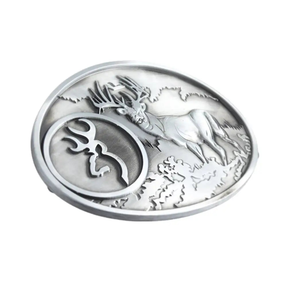 Silver Deer Belt Buckle featuring a majestic stag for stylish animal belt accessories