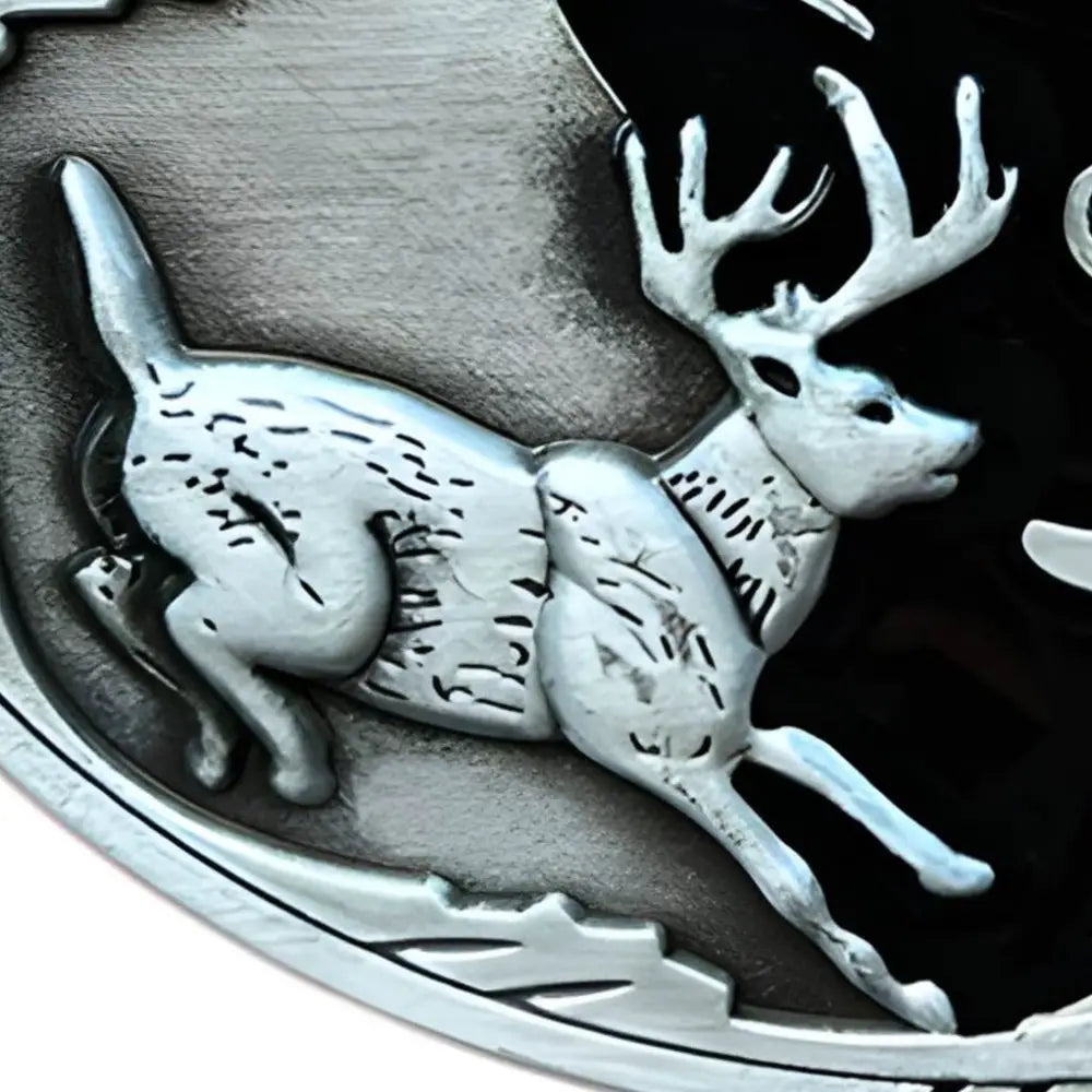 Silver deer relief belt buckle with oval design for elegant accessories