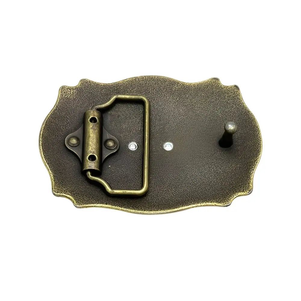 Ornate bronze belt buckle designed for Elegant Western Apparel showcasing craftsmanship
