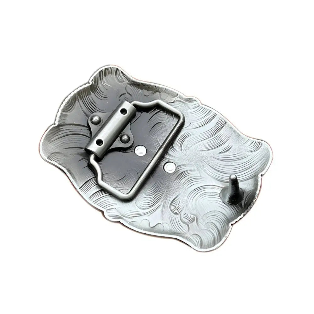 Silver-toned ornate belt buckle designed for stylish Western wear and fashion accessories