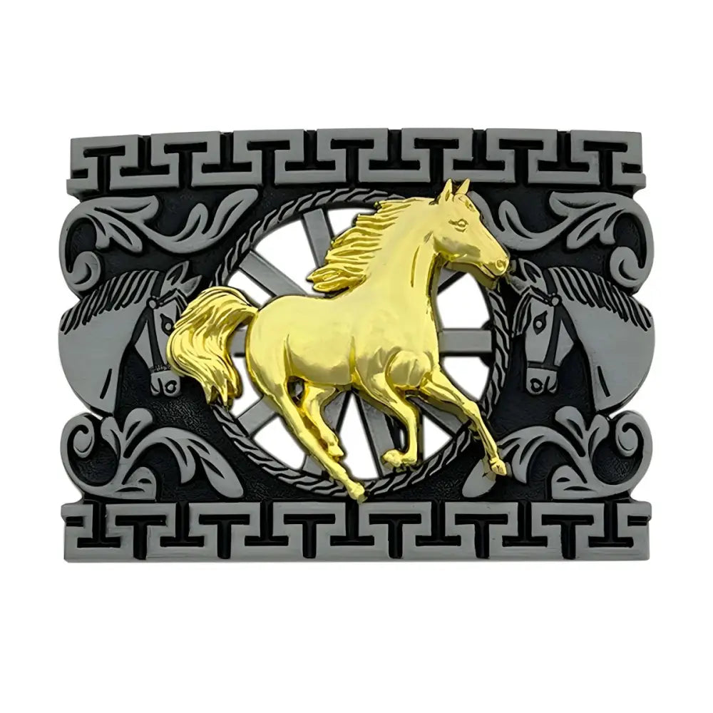 Silver Horse Belt Buckle for stylish horseback riding accessory featuring an intricate horse theme