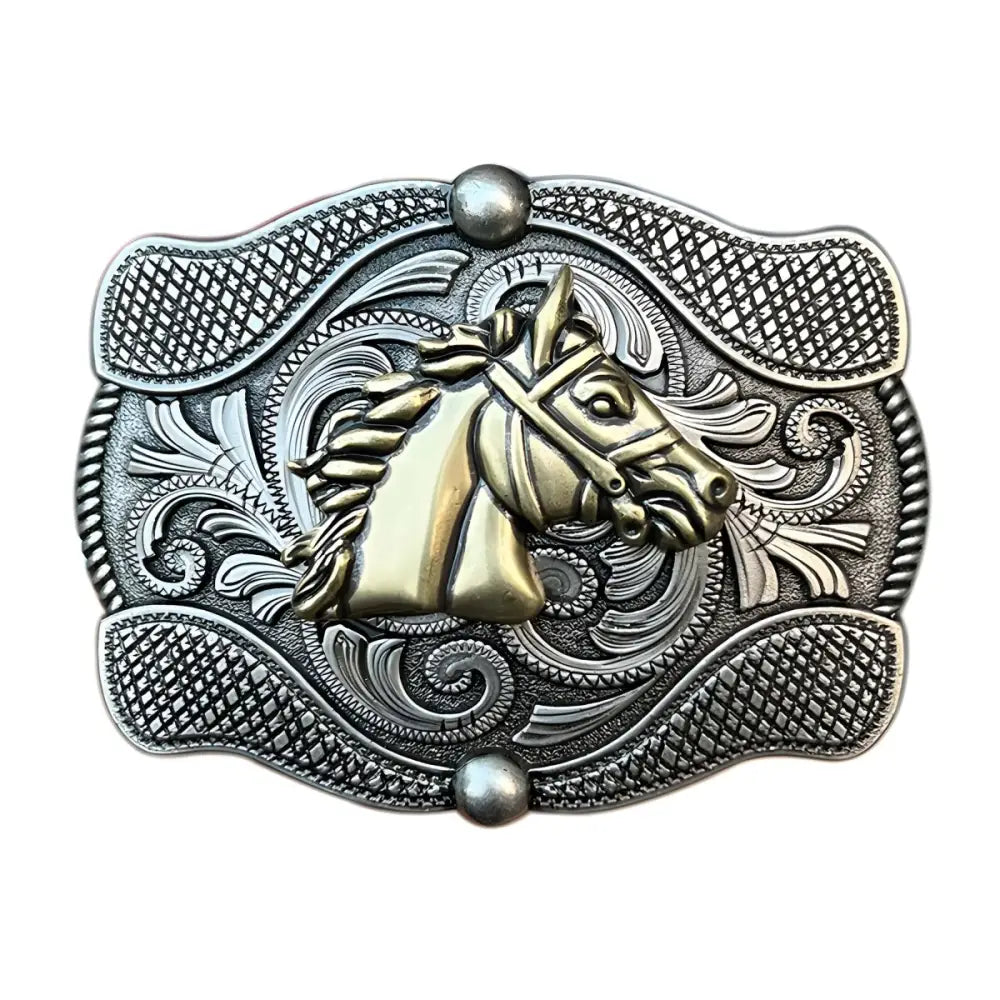 Ornate horse head belt buckle for elegant ceinture animal accessory showcasing craftsmanship