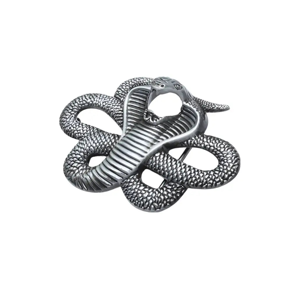 Silver Cobra Belt Buckle with Animal Leather Belt showcasing a stylish belt buckle for animal belts