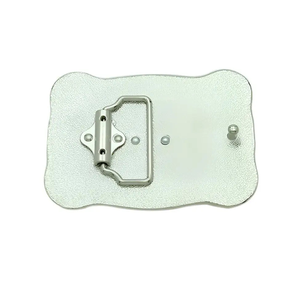 Silver belt buckle back featuring ornate design in a Golden Pig Belt Buckle with Ornate Silver and Gold Design