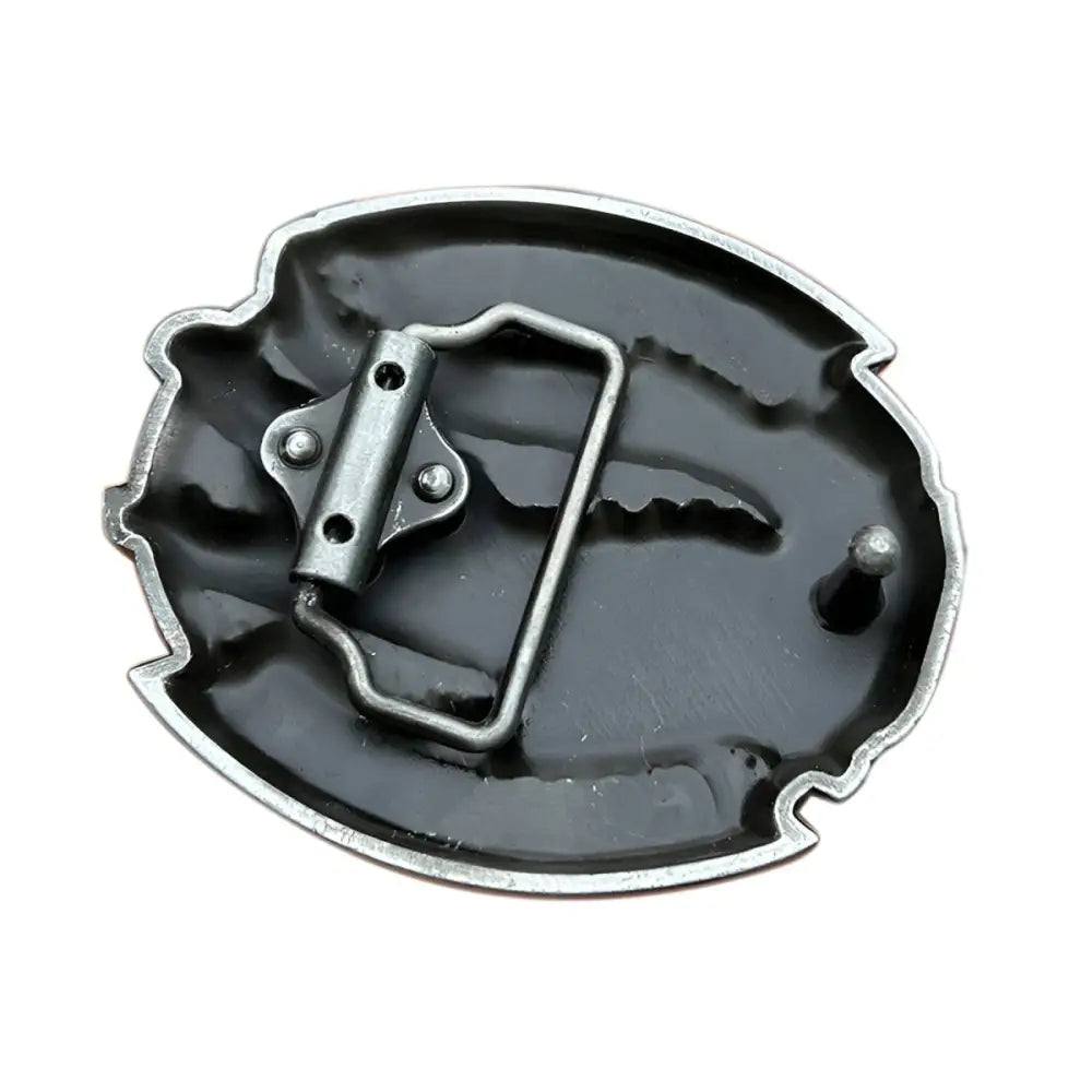 Back view of silver crocodile animal belt buckle, James Model, stylish fashion accessory