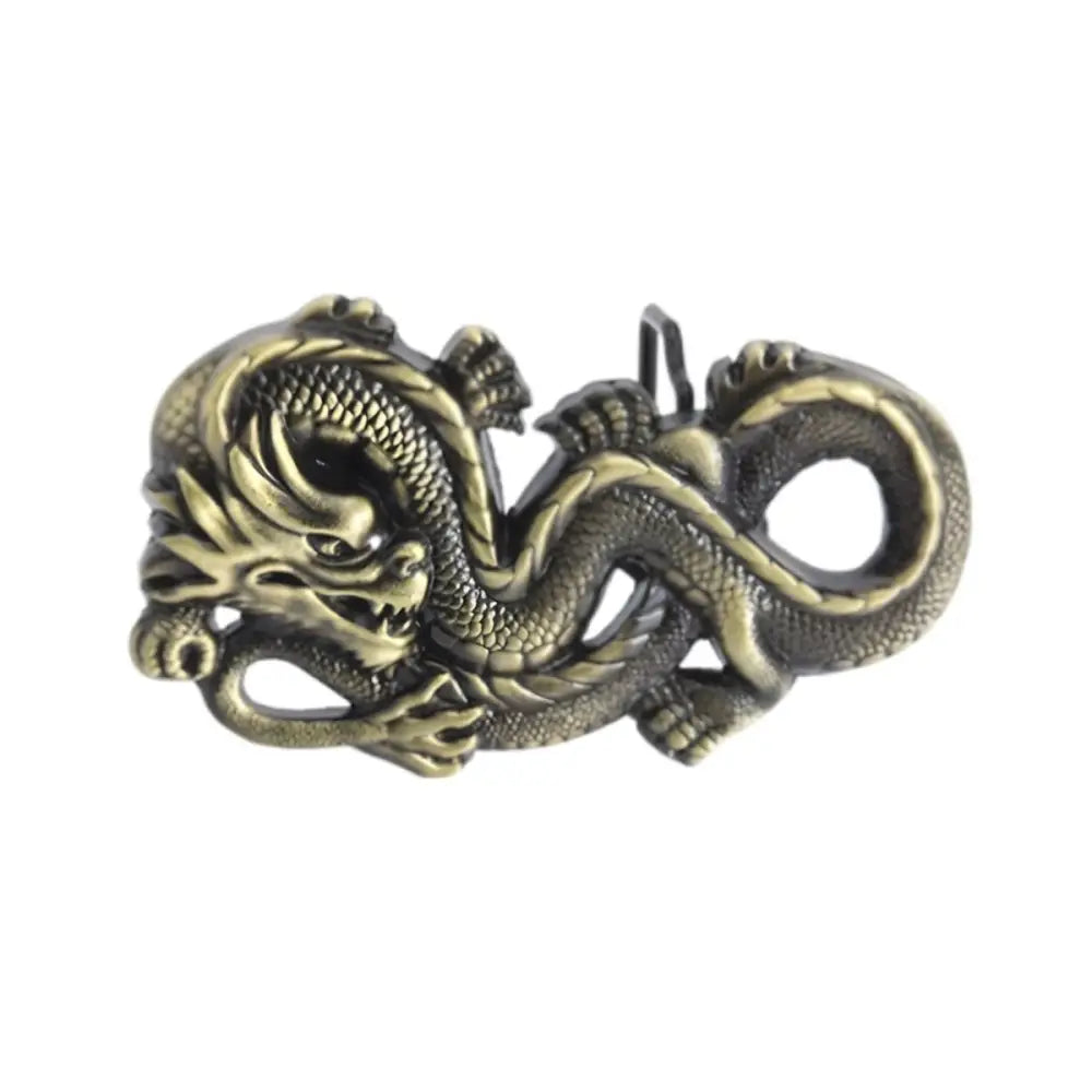 Bronze-colored dragon-shaped belt buckle from Dragon Pendants with Bronze Belt Buckle and Silver Pendant