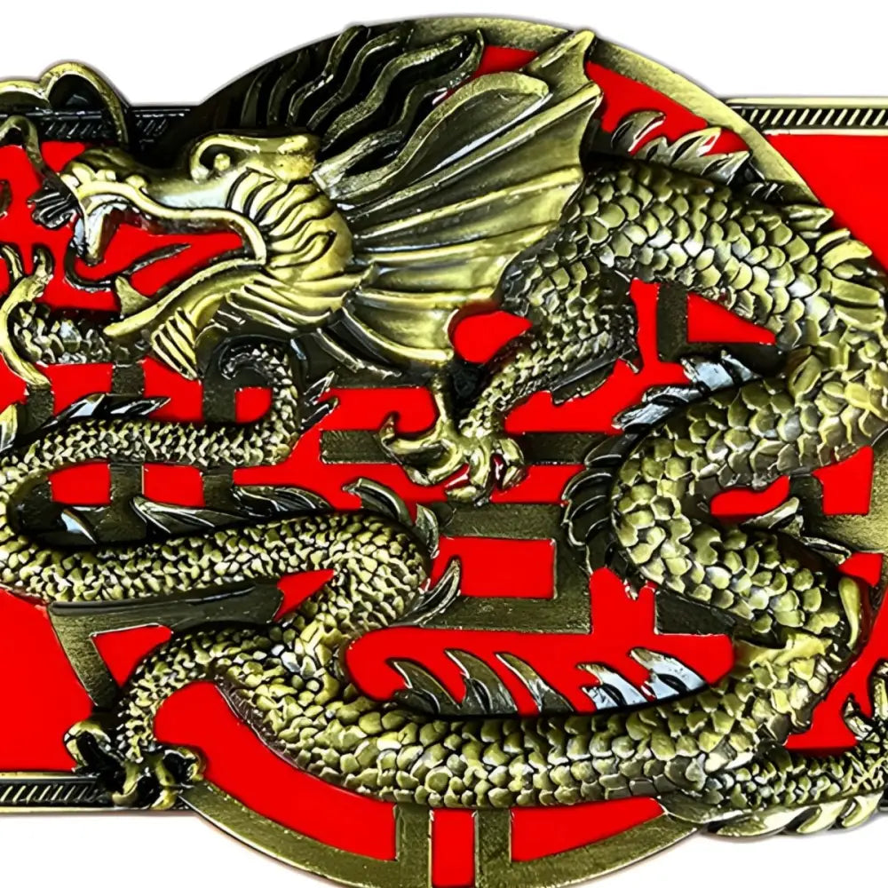 Intricate detailing ornate golden dragon belt buckle for elegant fashion accessories