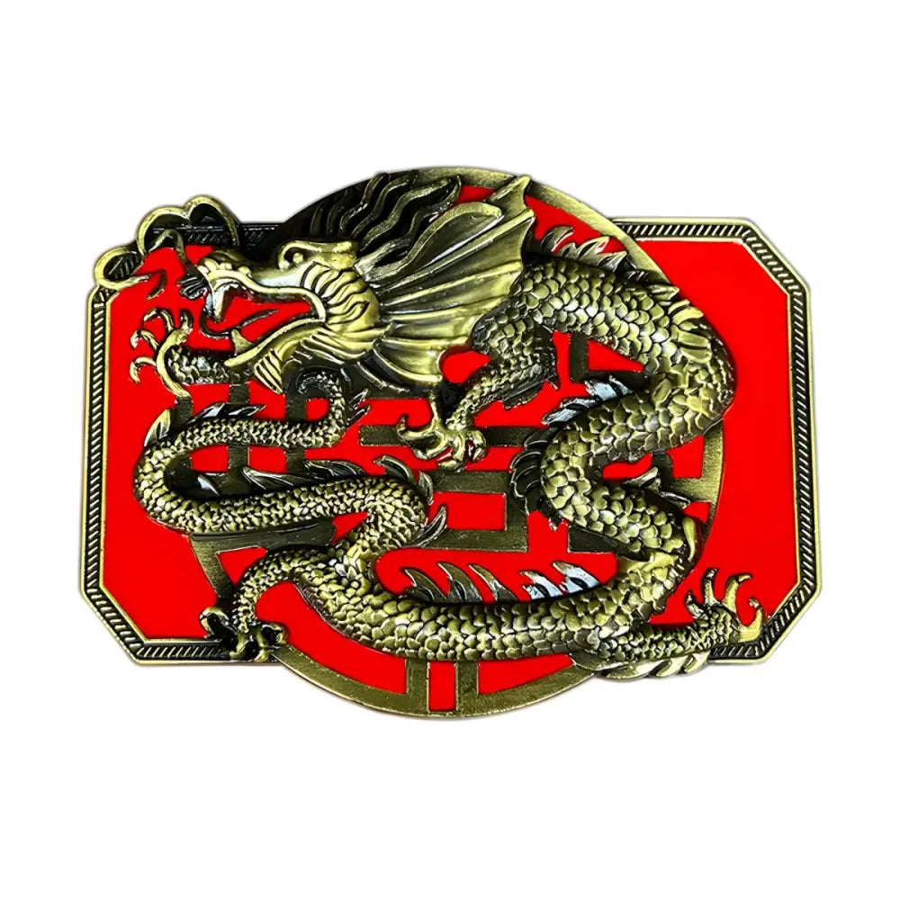 Intricate detailing Golden Dragon Belt Buckle with ornate design for luxury accessories