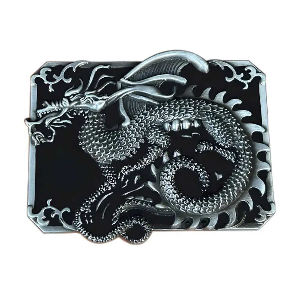 Silver Dragon Belt Buckle showcasing a stylish belt buckle accessory