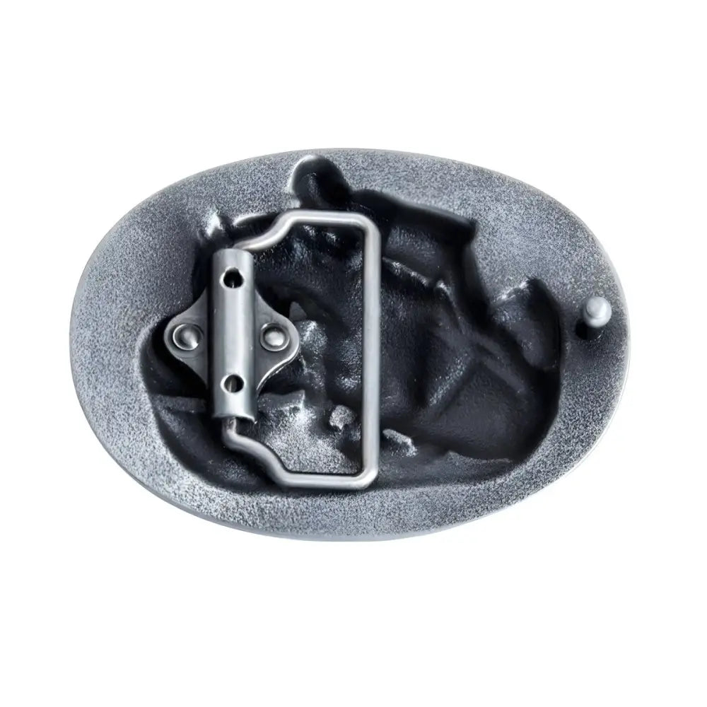 Oval metal belt buckle from Equestrian Horse and Rider Jumping Obstacle collection