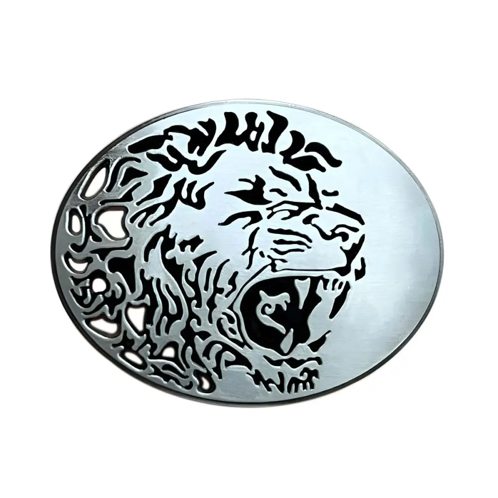 Silver lion head belt buckle for Animal Arthur Belts featuring a stylish arthur belt buckle