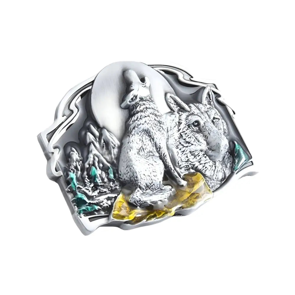 Silver wolf belt buckle for elegant style featuring a detailed design and high-quality craftsmanship