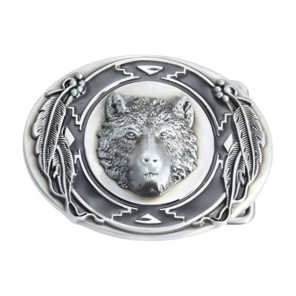 Silver wolf belt buckle for leather or fabric belts, stylish and durable belt buckle
