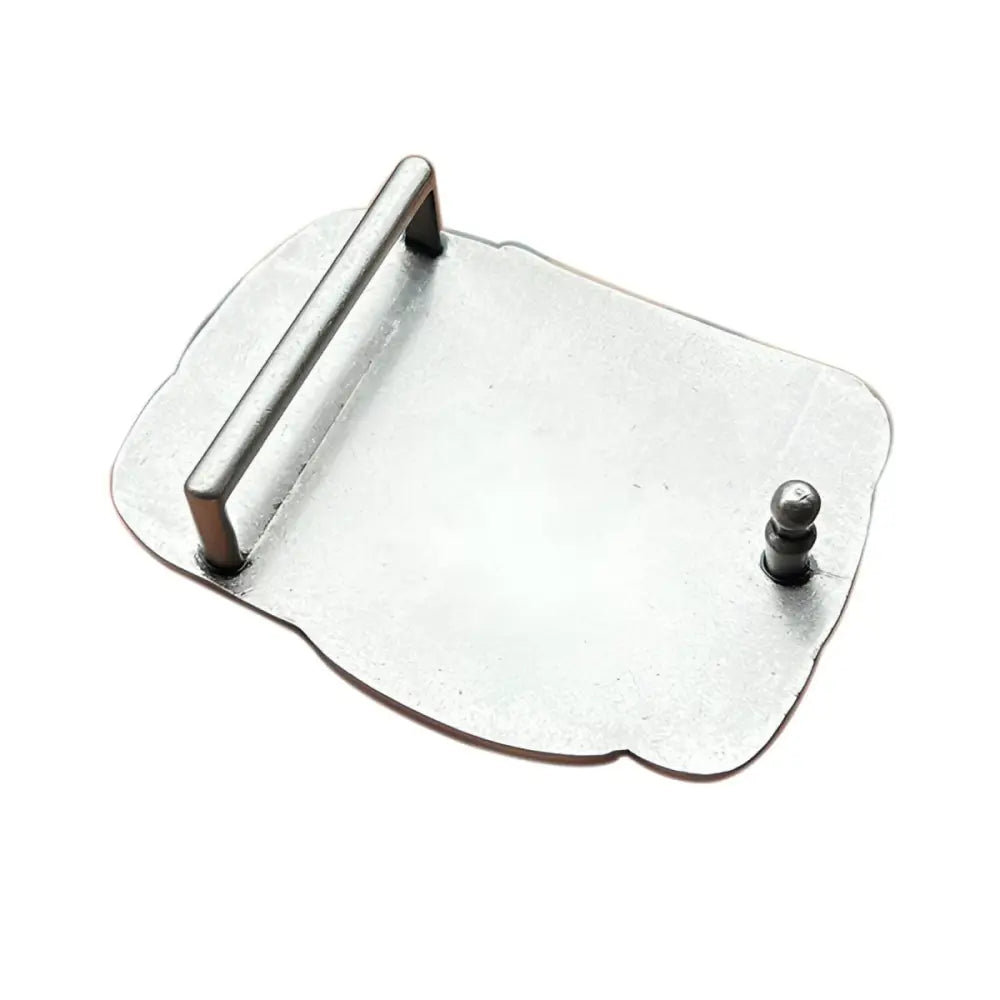 Silver Rhino Head Belt Buckle back view showcasing durable metal belt buckle craftsmanship
