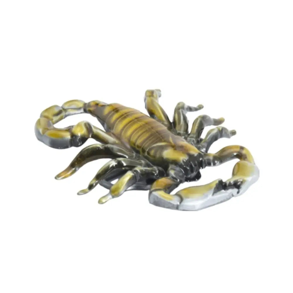 Striped metallic scorpion figurine and belt buckle set for collectors