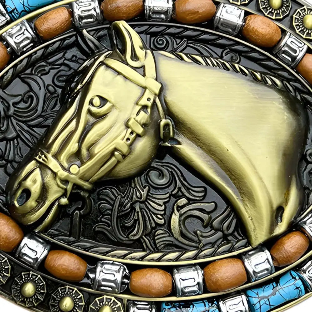 Oval Horse Head Belt Buckle for Western and Equestrian Styles, premium belt buckle accessory