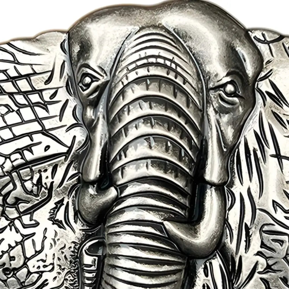 Silver elephant belt buckle design from the Gold and Silver Elephant Belt Buckles collection