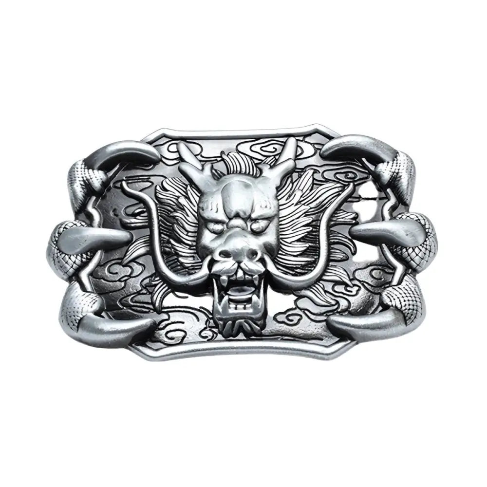 Silver dragon animal belt buckle with dragon-themed metal design perfect for an animal belt