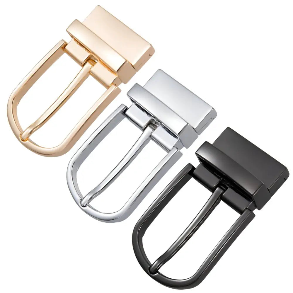 Polished Metal Abia Belt Buckle Set with three stylish belt buckles for fashion accessories