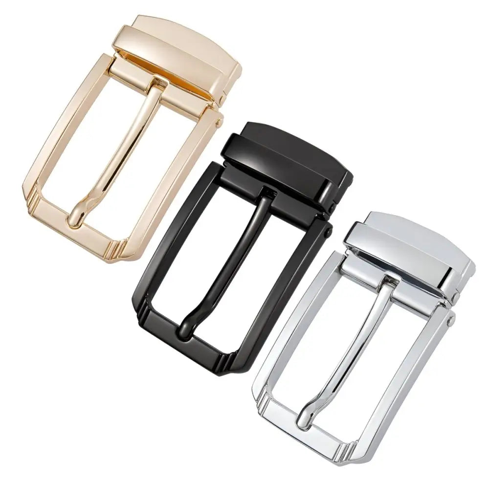Three gold-toned metal belt buckles from Addison Pin Belt collection