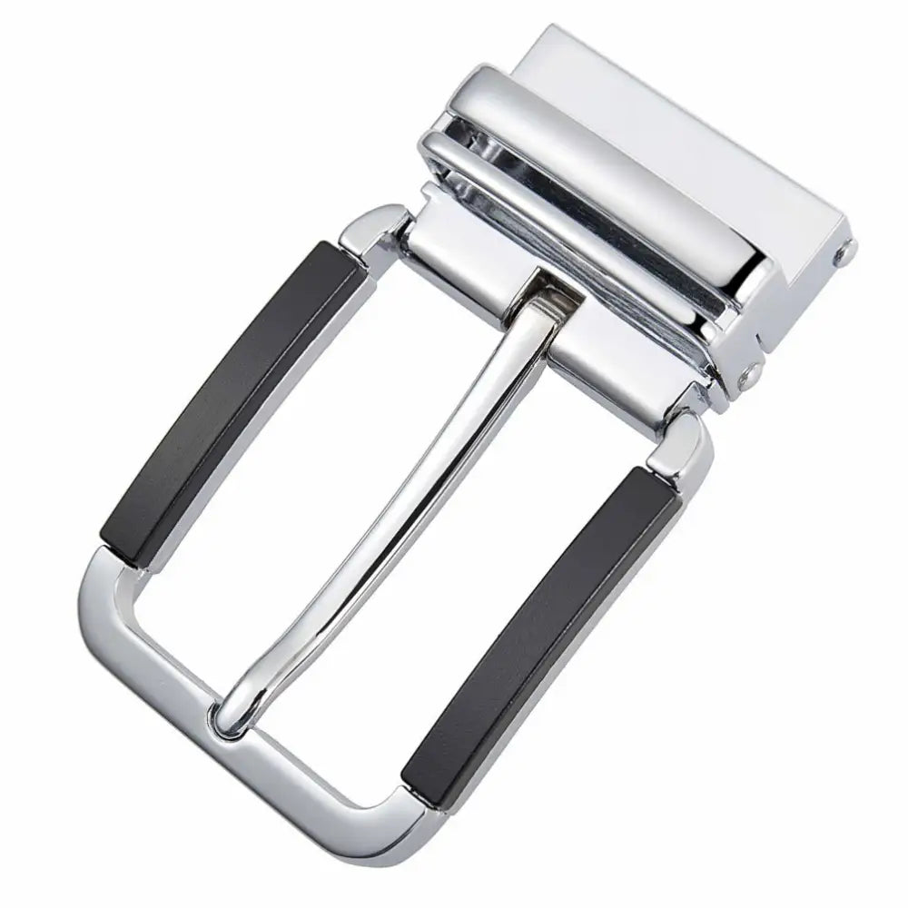 Silver and black belt buckle from Chrome Belt Buckle with Black Accents and Silver Finish