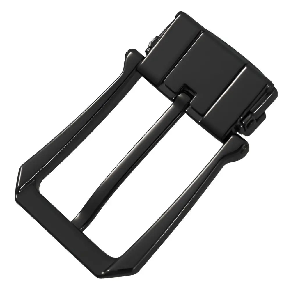Black metal Maxie Belt Buckle displayed on the Maxie Belt in silver black or gold tones