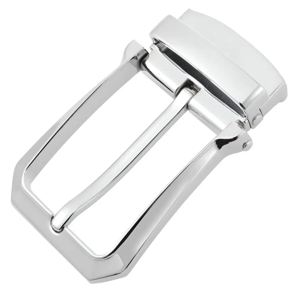 Shiny silver Maxie Belt Buckle featuring sleek design for Maxie Belt or belt buckle accessory