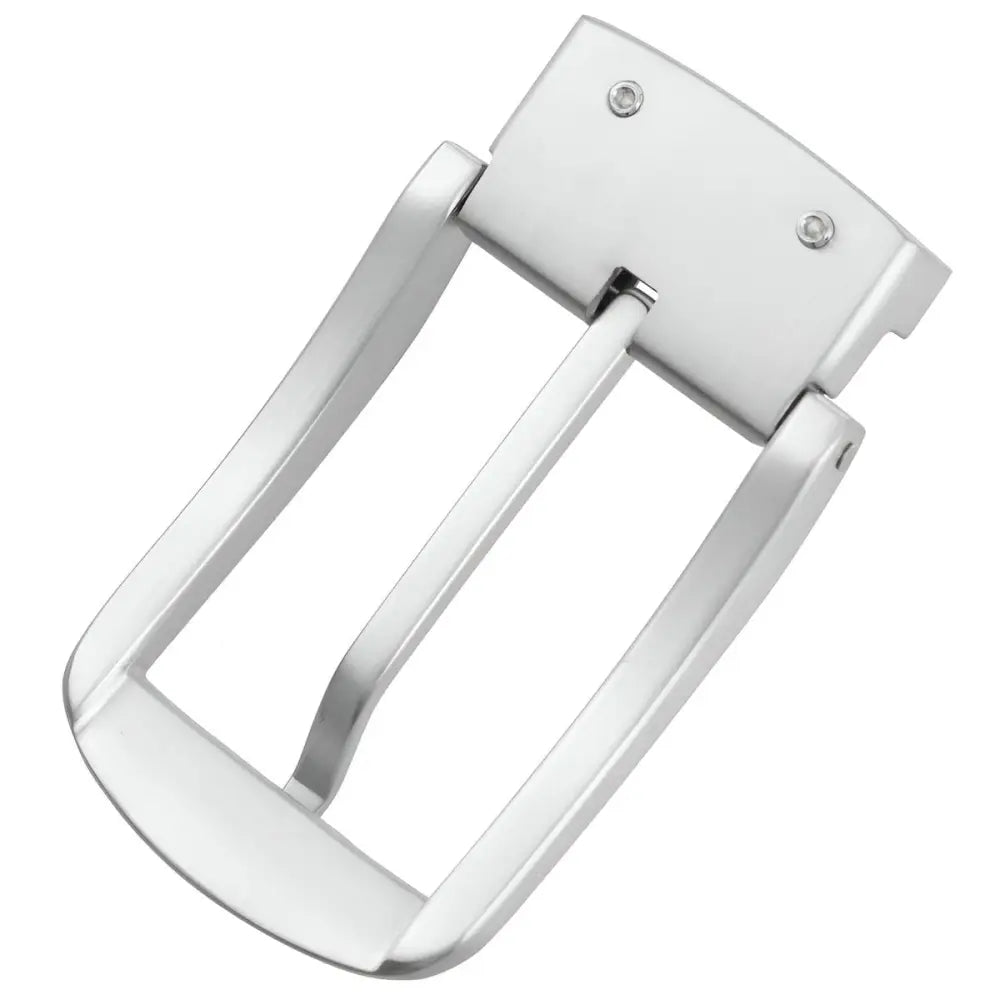 Silver metal buckle belt with pin buckle design for stylish accessory wear