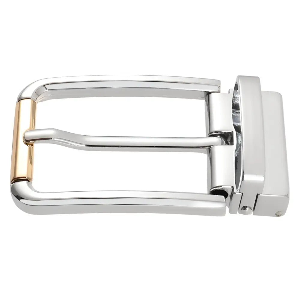 Reversible black and gold metal buckle loop belt for loop belt and buckle loop styles