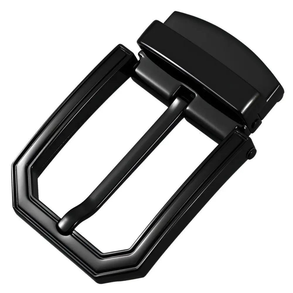 Black metal Saul Prong Belt buckle for prong belt with gold accents