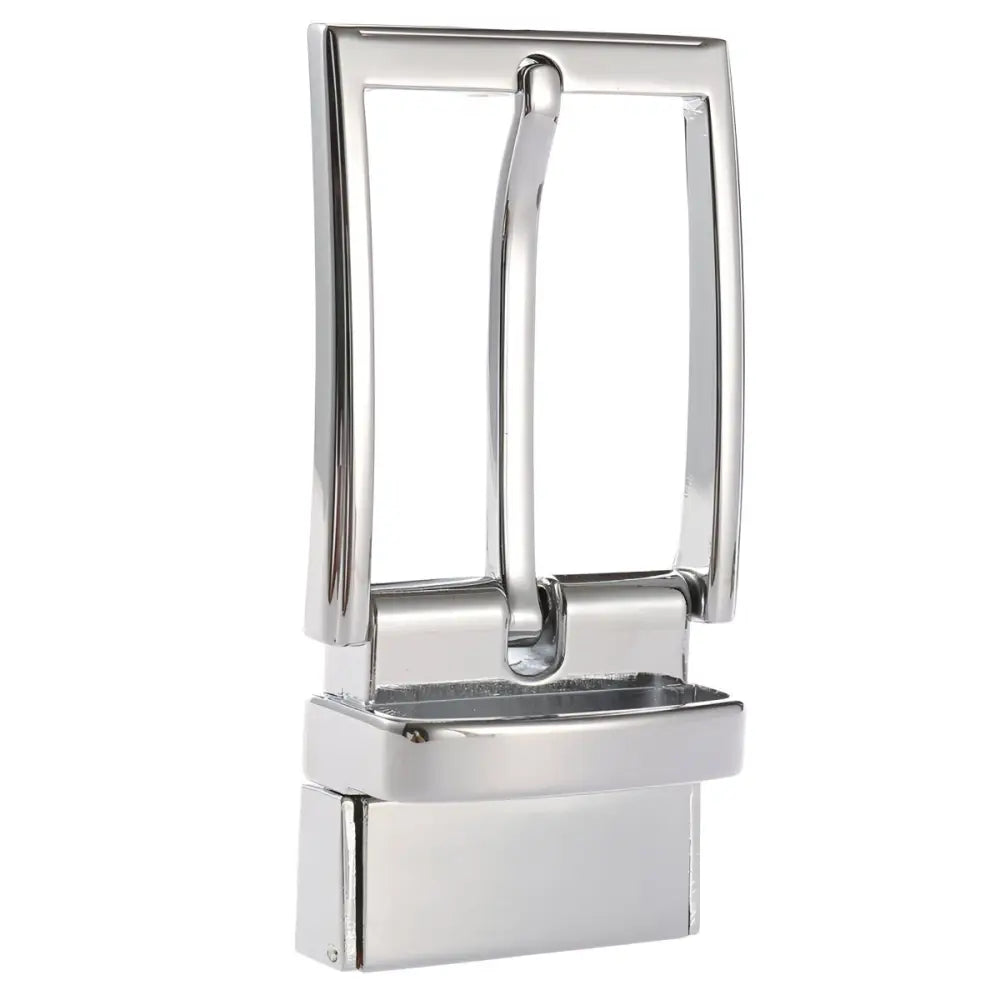 Shiny silver belt loop buckle for stylish waist accessories and fashion enhancement
