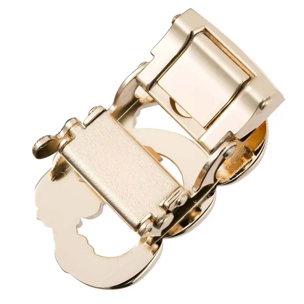 Gold-colored belt buckle from Elegant Heart-Shaped Belt Buckles with Rhinestones and Floral Details