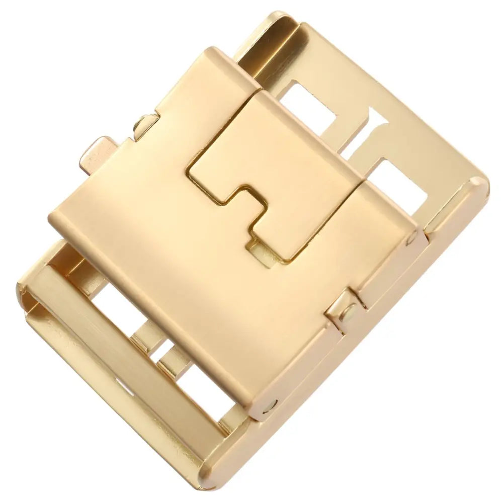 Gold-colored metal watch clasp showing a stylish belt buckle for watches and belts
