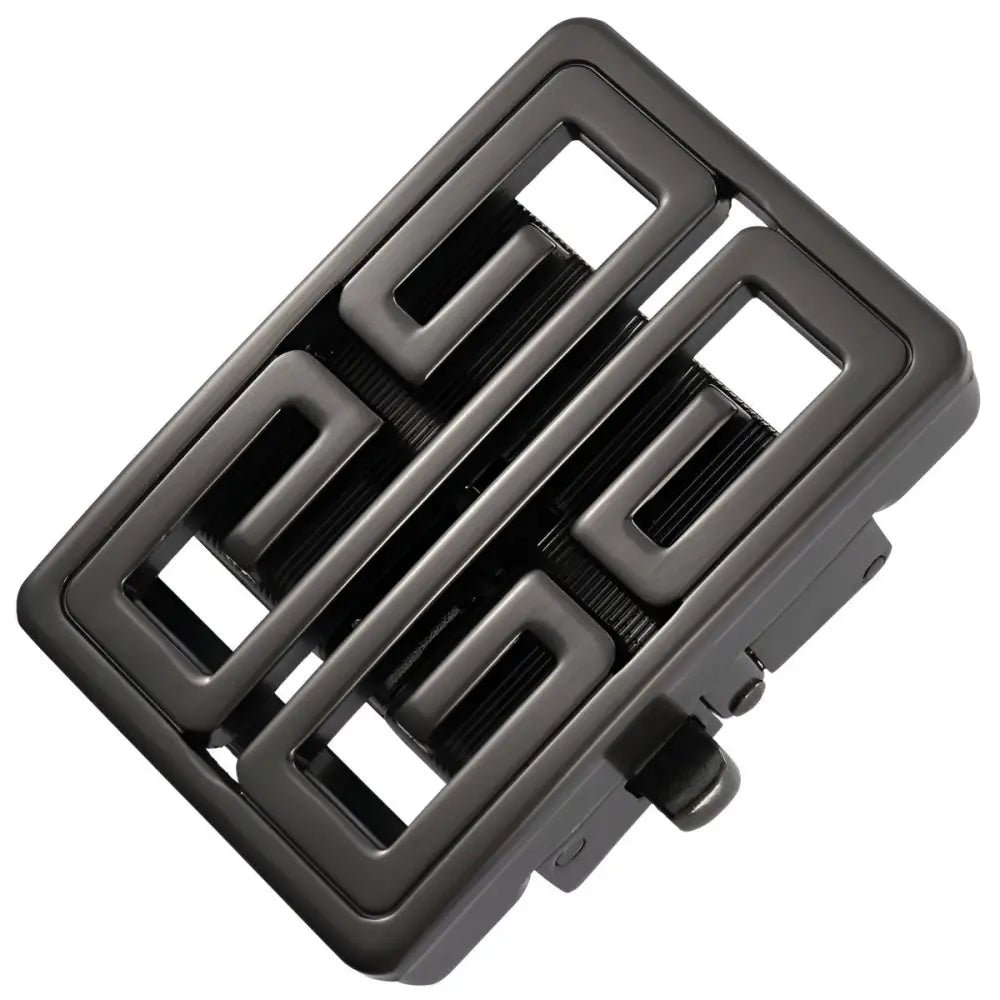 Gunmetal-colored belt buckle with geometric design for watches and belts