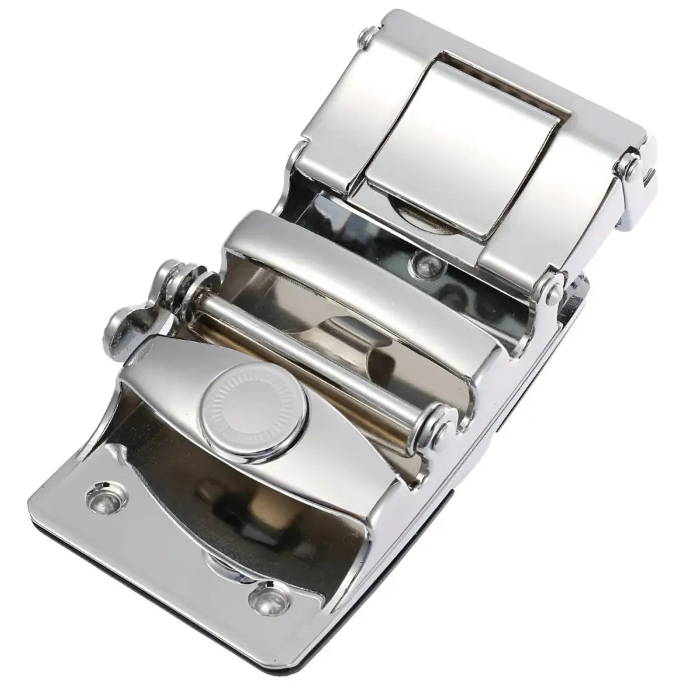 Polished metal belt buckle from Black Nico Automatic Belt Buckle for a sleek style