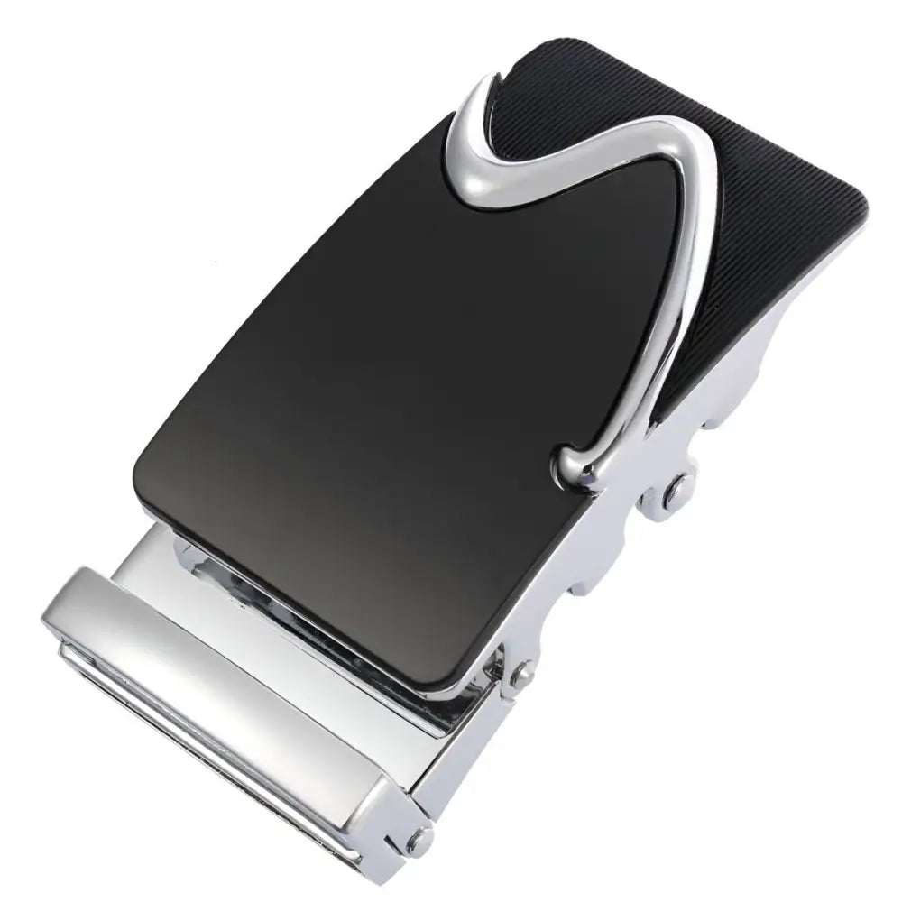 Black Nico Automatic Belt Buckle with black and silver accents for a sleek durable style