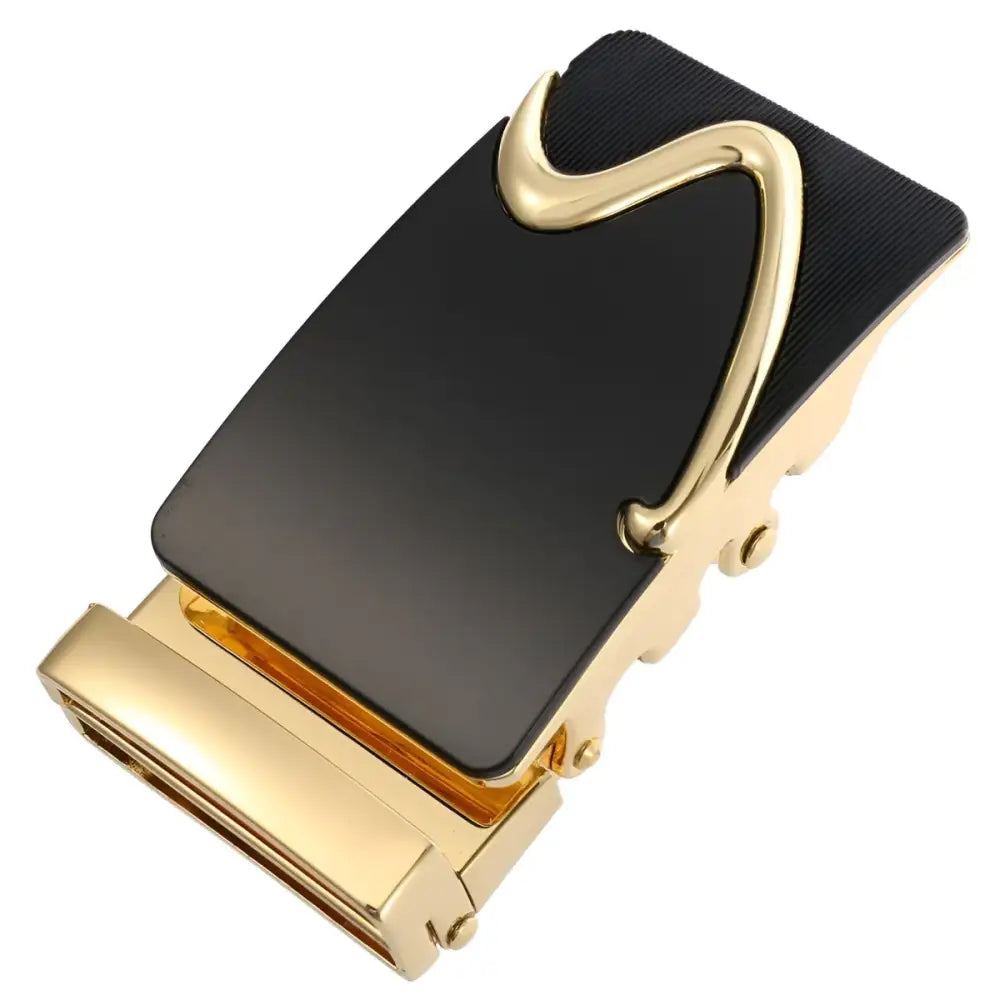 Black and gold Nico automatic belt buckle for a sleek and durable style