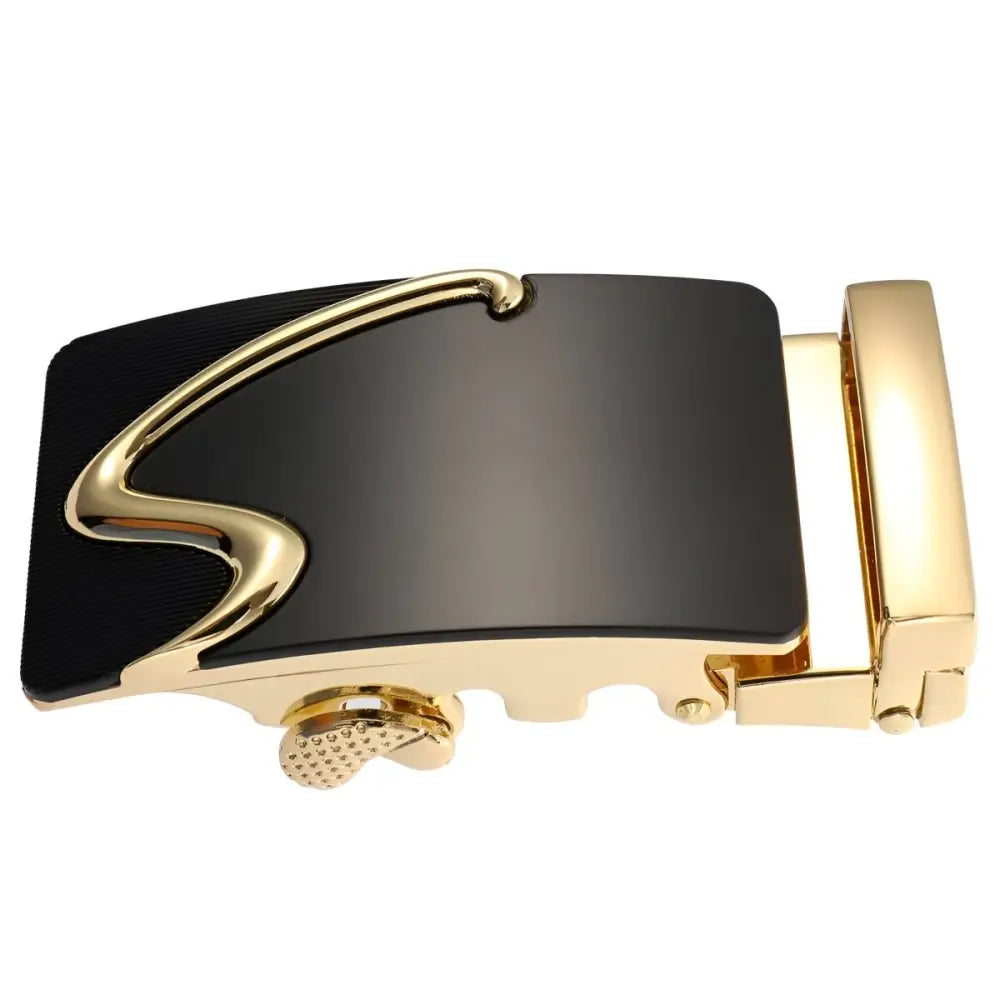 Black and gold Nico automatic belt buckle for a sleek and durable style