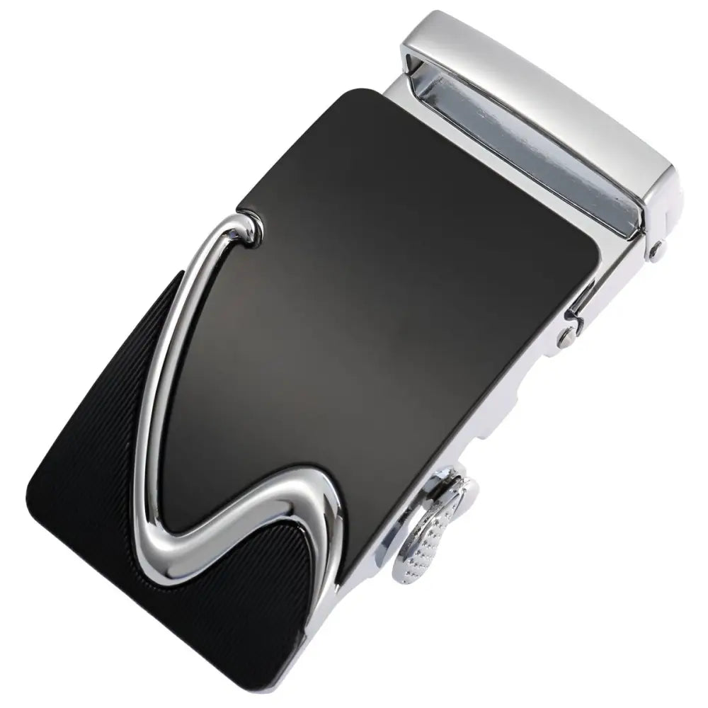 Black and silver Nico Automatic Belt Buckle for a sleek and durable belt buckle style