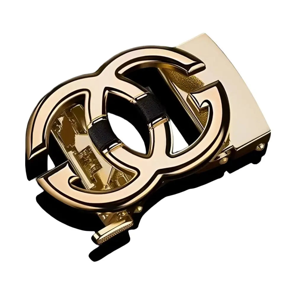 Gold-colored buckle with interlocking G design on elegant automatic double ceinture