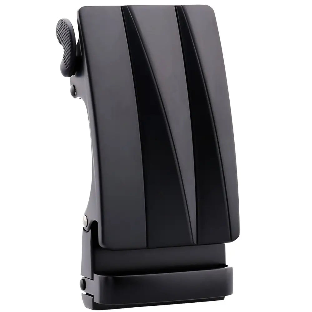 Gunmetal automatic belt buckle for modern ratchet belts, black metal belt buckle design