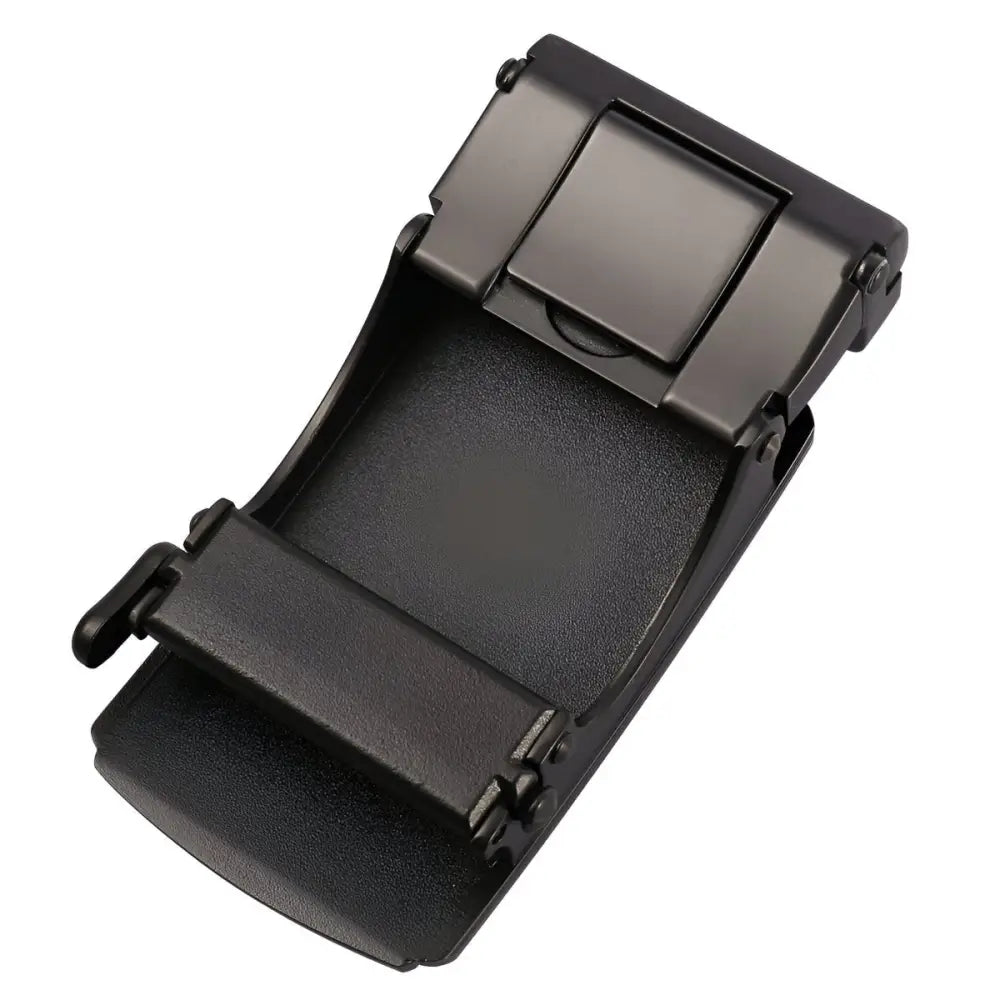 Black metal Callum Automatic Belt Buckle with Gold Tone and Carbon Fiber Inlay