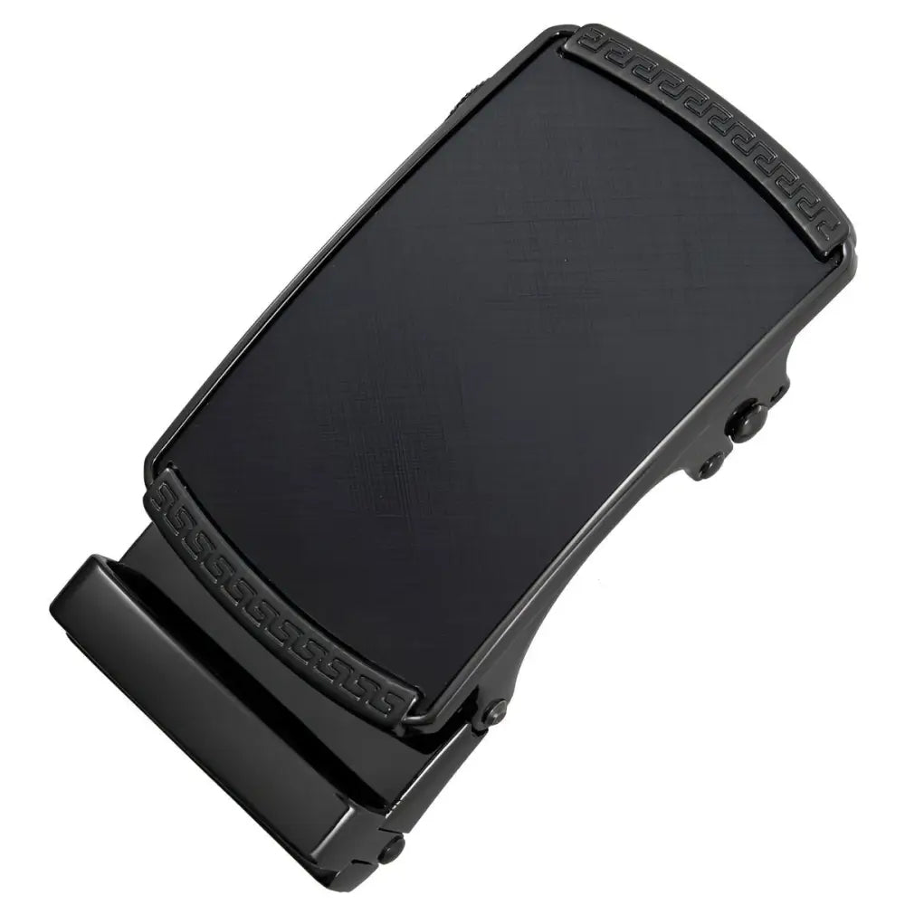 Black metal Callum Automatic Belt Buckle with Gold Tone and Carbon Fiber Inlay