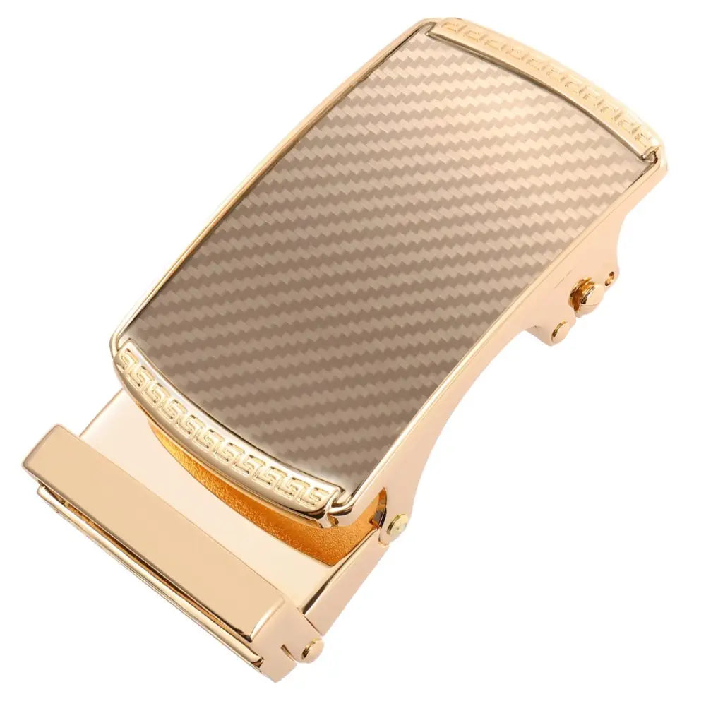Gold-toned Callum Automatic Belt Buckle with carbon fiber inlay for stylish accessories