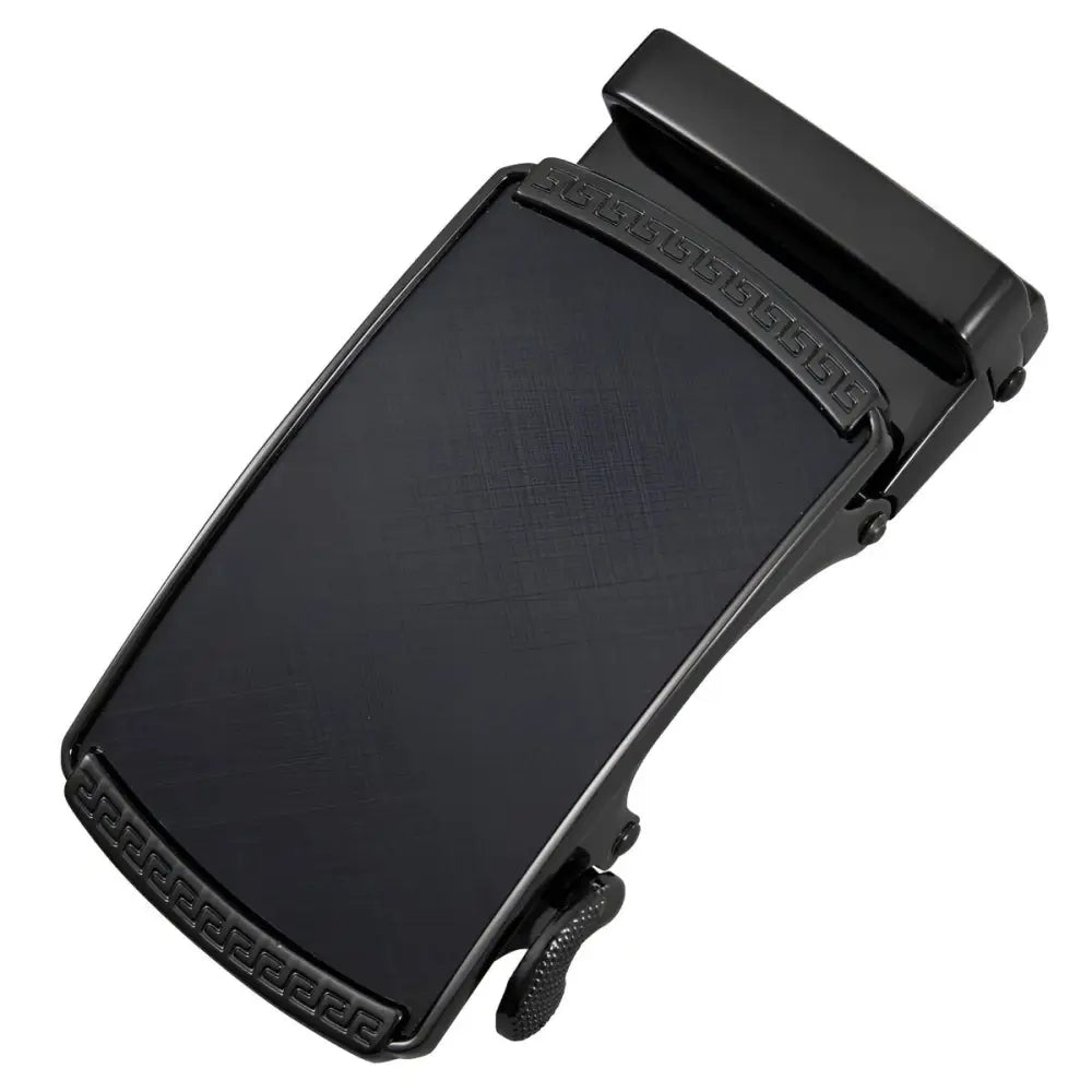 Black metal Callum Automatic Belt Buckle with Gold Tone and Carbon Fiber Inlay