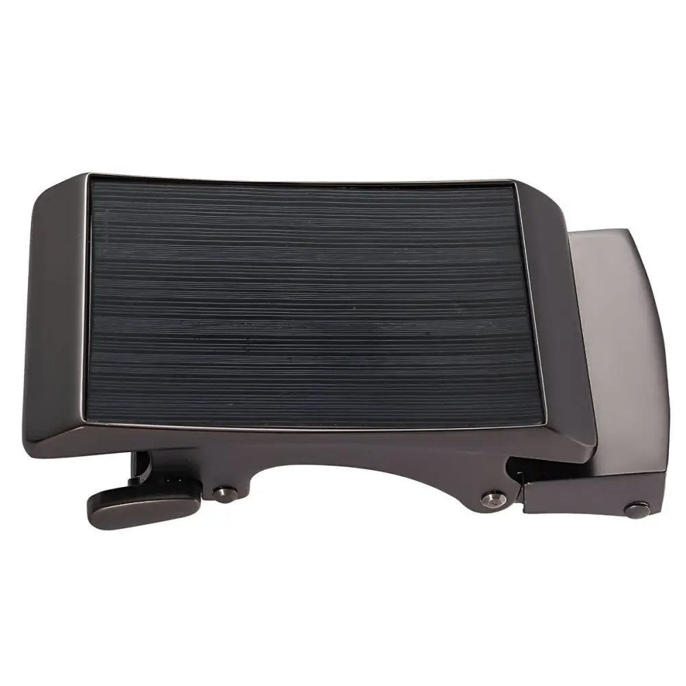 Silver and blue Cooper Model Automatic Belt Buckle with horizontal lines for stylish appeal