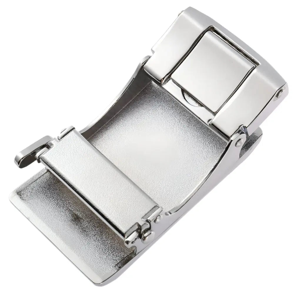 Silver metal belt buckle from the Cooper Model Automatic Belt Buckle collection