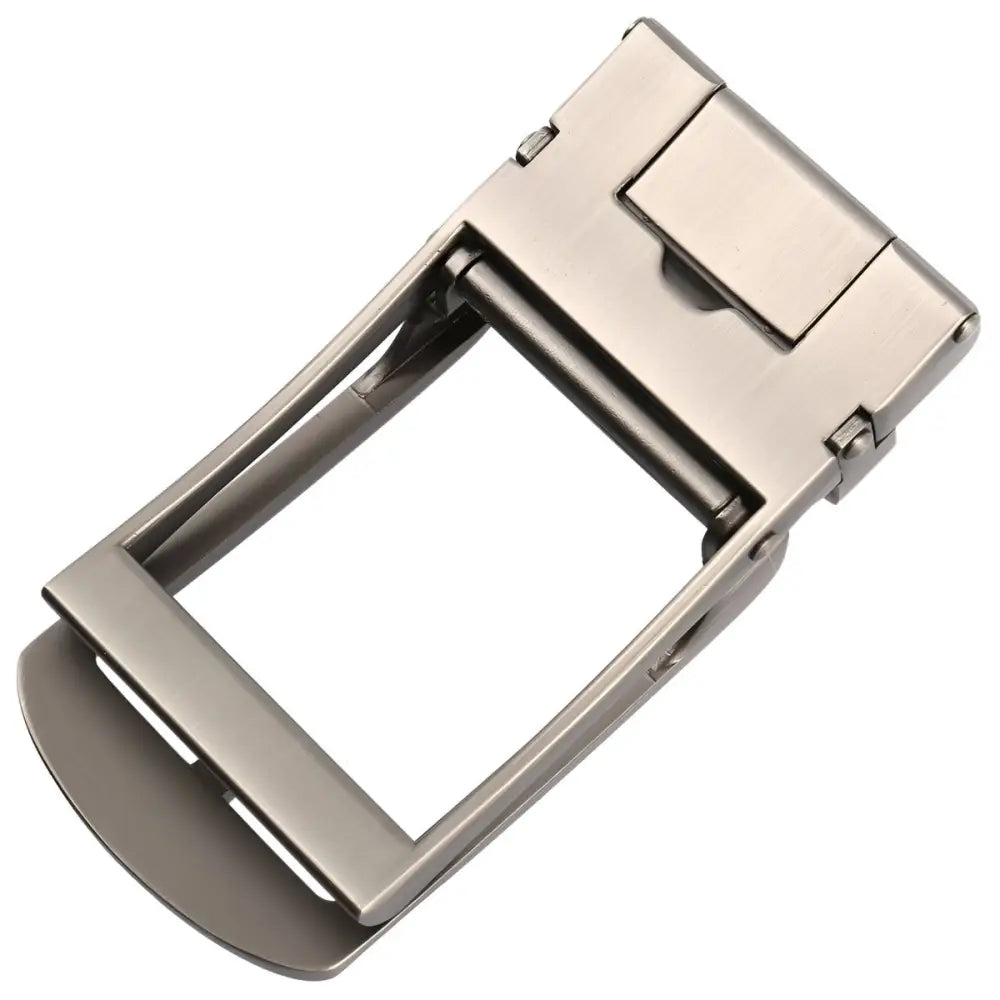 Polished silver belt buckle for Cyril Automatic Belt Systems and automatic belt buckle