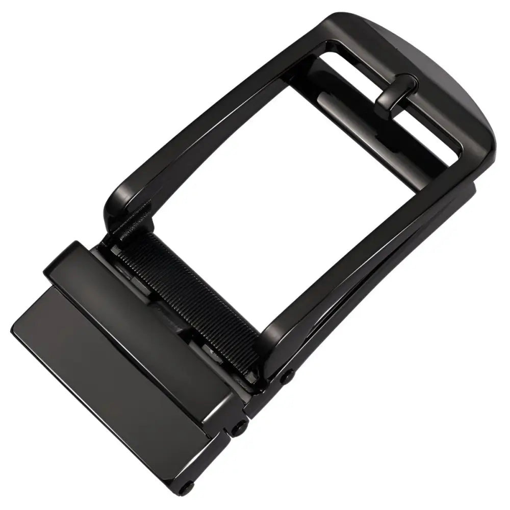 Black metal belt buckle for Cyril Automatic Belt Systems, premium automatic belt buckle design