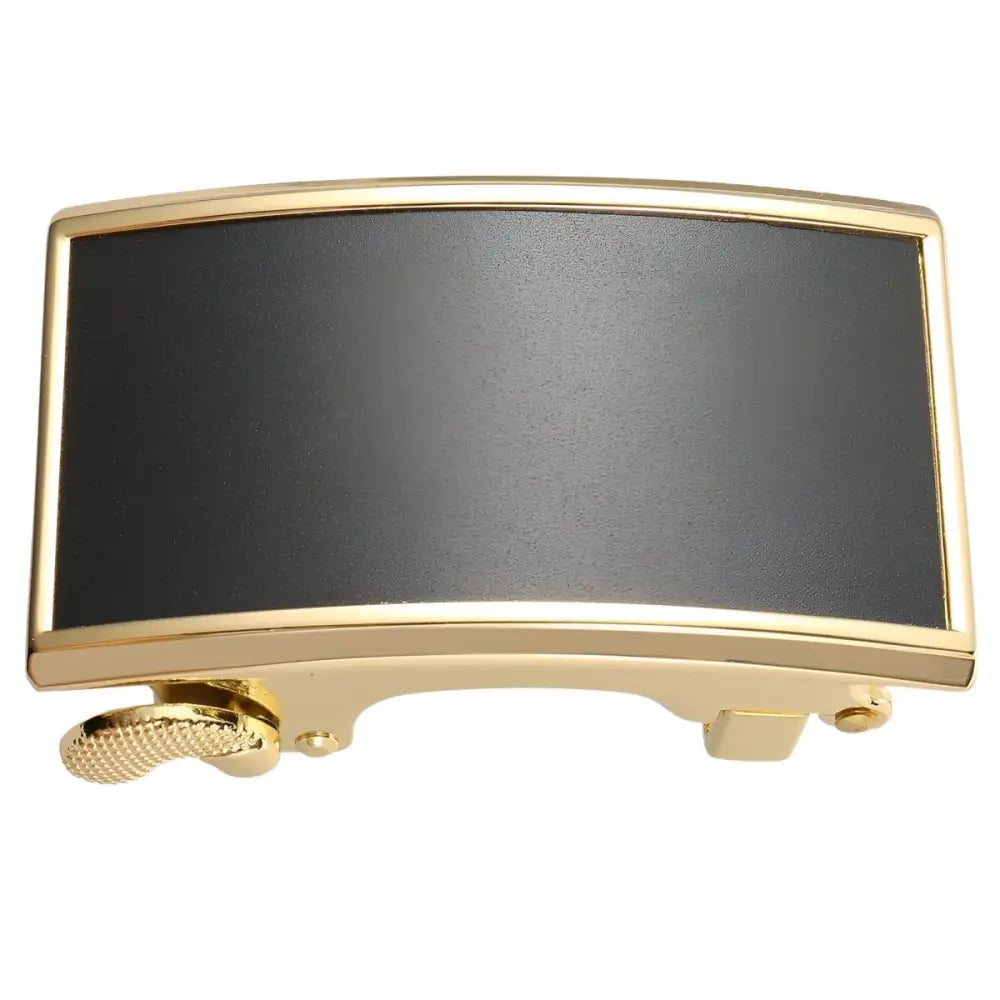 Gold-trimmed black belt buckle from the Damon Model Belt Buckle collection